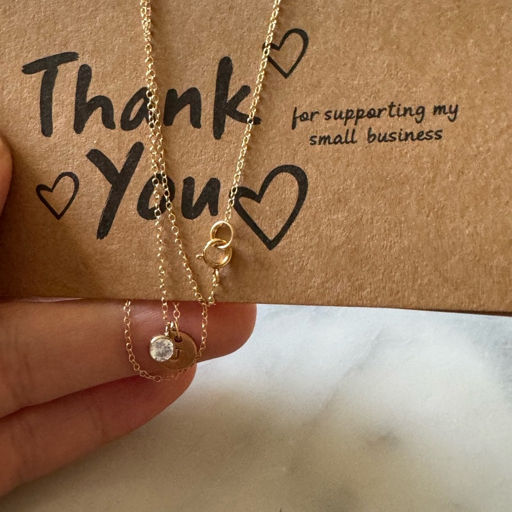 14k gold filled chain letter J disc